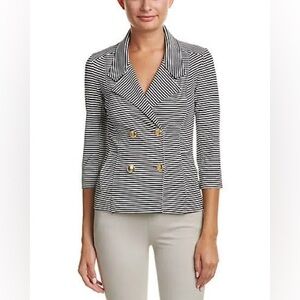 CAbi Sz S Life Jacket Navy Nautical Stripe Stretch Ponte Spring Cruise Vacation